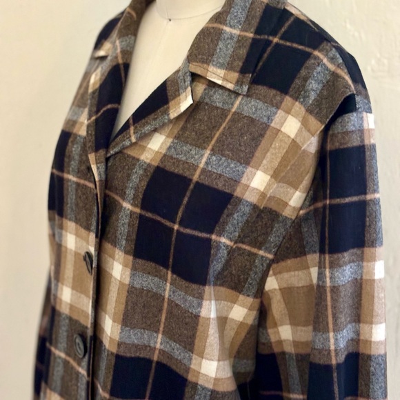 Pendleton shirt jacket plaid virgin wool womens black brown w pockets shacket - Picture 8 of 9